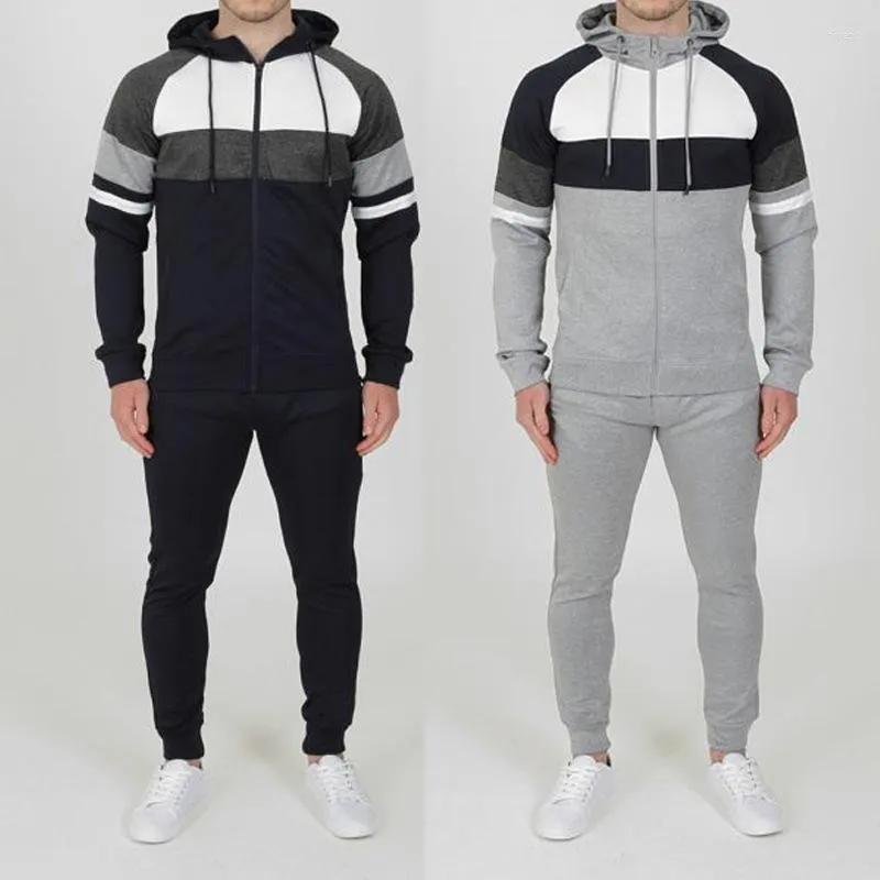 Herrspårar hösten/vintern 2023 sportkläder casual kostym huva cardigan running slitage två stycken set mens joggar