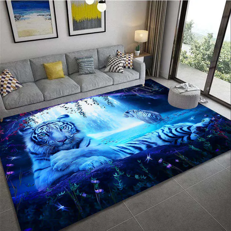 Tapijten LOUSIDREAM Cartoon Tijger Tapijt Woonkamer Home Decor Sofa Tafel Tapijt Anti Slip Stoel Kussen Lounge Mat R230717