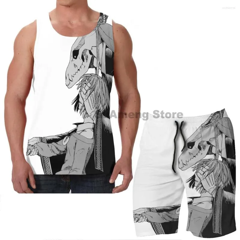 Tute da uomo Summer Funny Print Canotte da uomo Canotte da donna The Ancient Magus Bride X2 Board Pantaloncini da spiaggia Set Gilet senza maniche Fitness