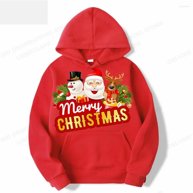 Hommes Hoodies Rennes Imprimer Hoodie Hommes Mode Joyeux Noël Enfants Hip Hop Garçon Manteau Femmes Sweats Bonhomme De Neige Vêtements Fête Rouge