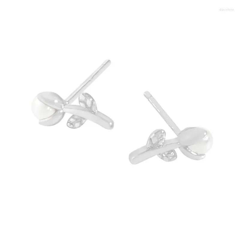 Hoop Earrings Small And Luxurious Design Minimalist Versatile Mini Tulip Pearl 925 Sterling Silver Female