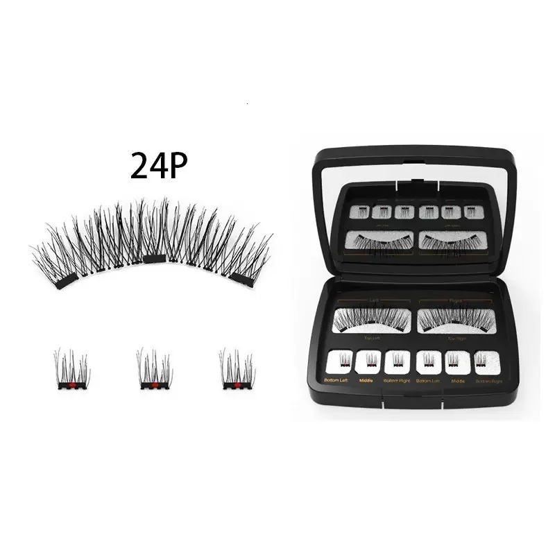 Falska ögonfransar 3D magnet 23 magneter naturlig mjuk handgjorda 8st falska minkfransar med applikator ögonmakeup set dropp 230617