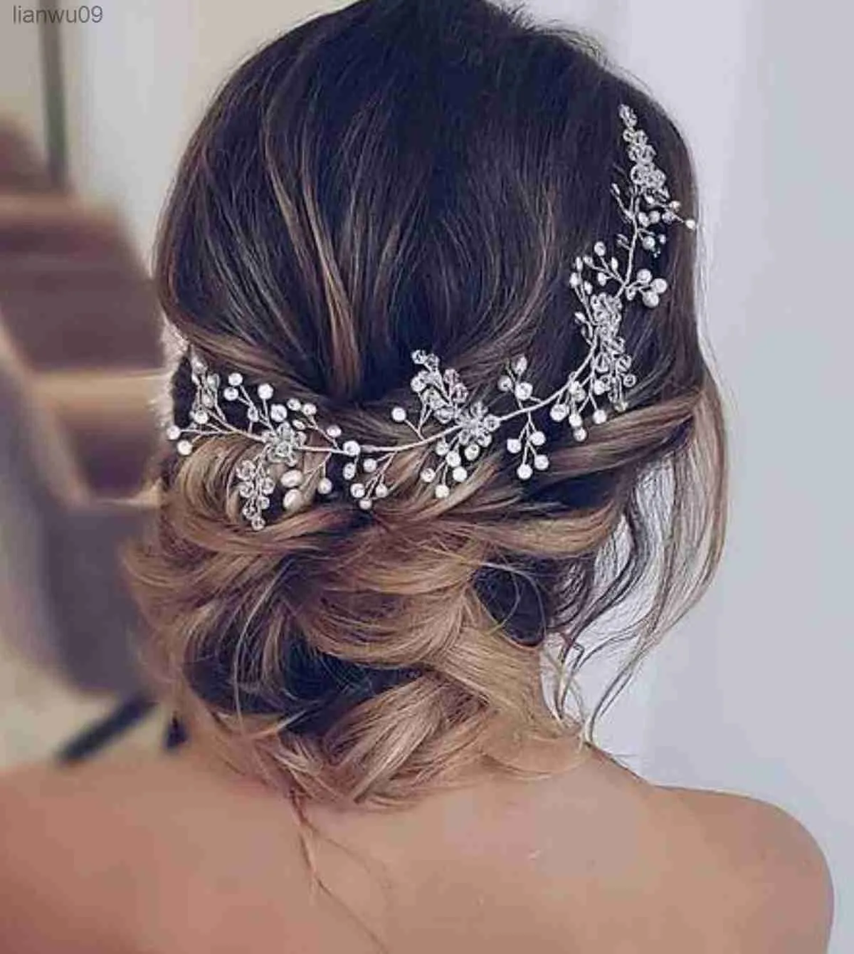 À la mode perle strass cristal bandeau de mariée à la main accessoires de cheveux de mariage pour les femmes mariée coiffure fille diadème casque L230704