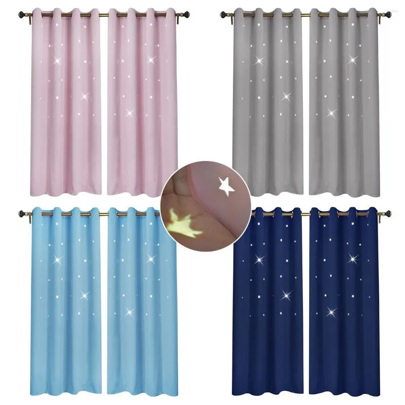 Curtain Blackout Curtains For Bedroom Overlay Hollow-Out Cut Out Stars Living Room Kids Tieback Free