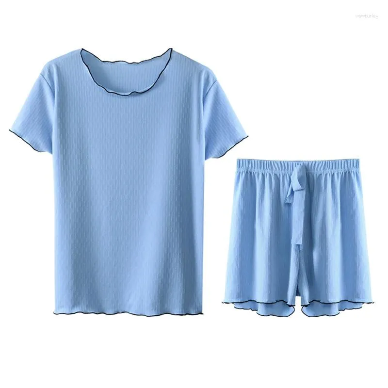 Vêtements de nuit pour femmes costume d'été pour femmes japonais couleur unie glace soie pyjamas deux pièces ensemble vêtements de maison vêtements de nuit pyjamas confortables