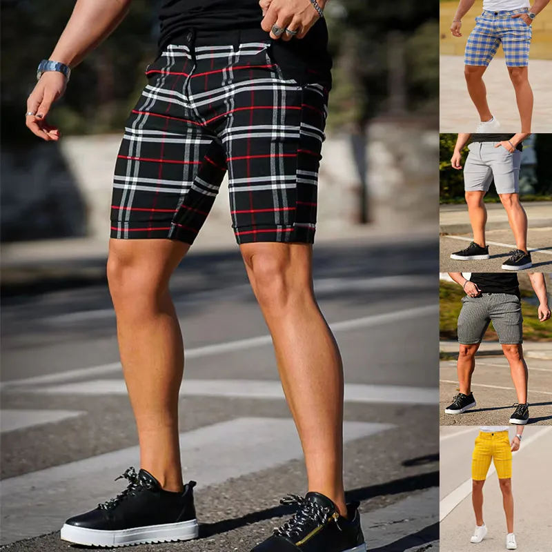 2023 Summer Suit Shorts Slim Fit Plaid Large Grote maten casual herenshorts