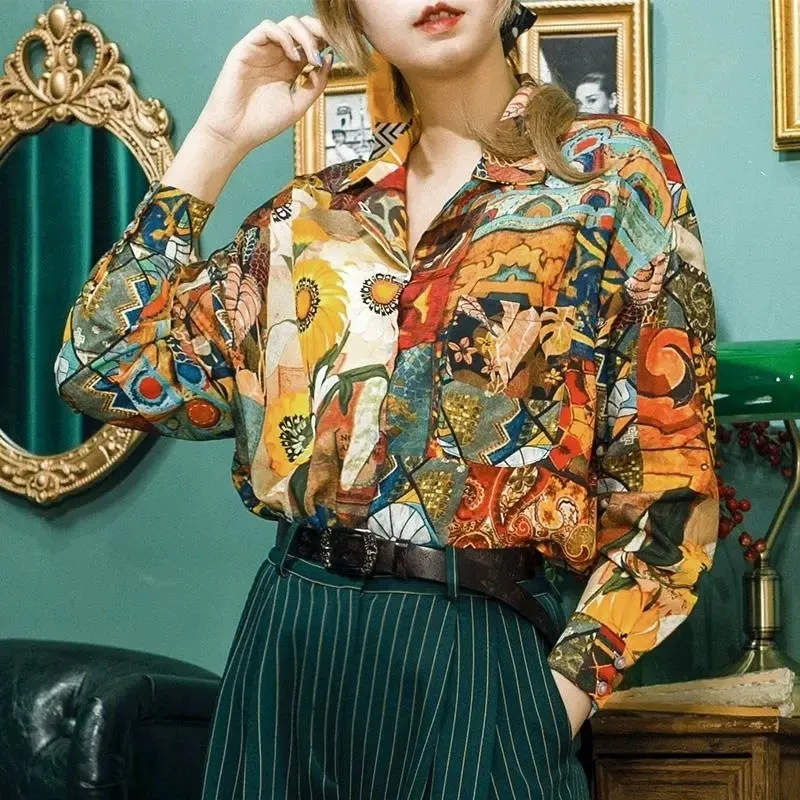 Women's Blouses Shirts Ay2596 spring summer autumn women fashion casual ladies work Blouse woman overshirt female OL button up shirt vintage 230715