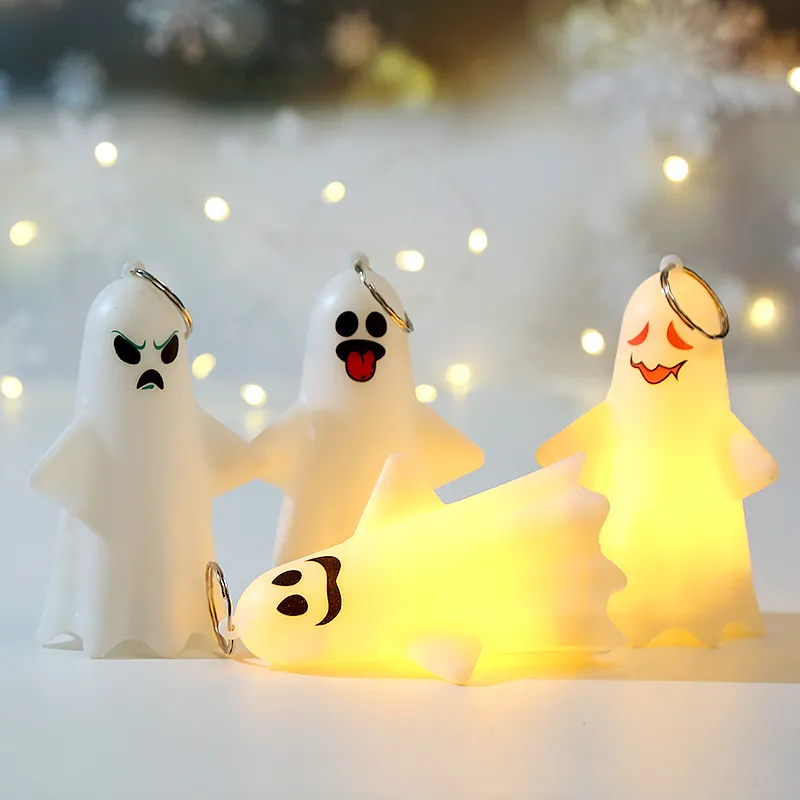 Halloween Light Up Ghost Decoration LED Night Light Holiday Party Kid Gift Keychain Pendant Battery Operated KDJK2307