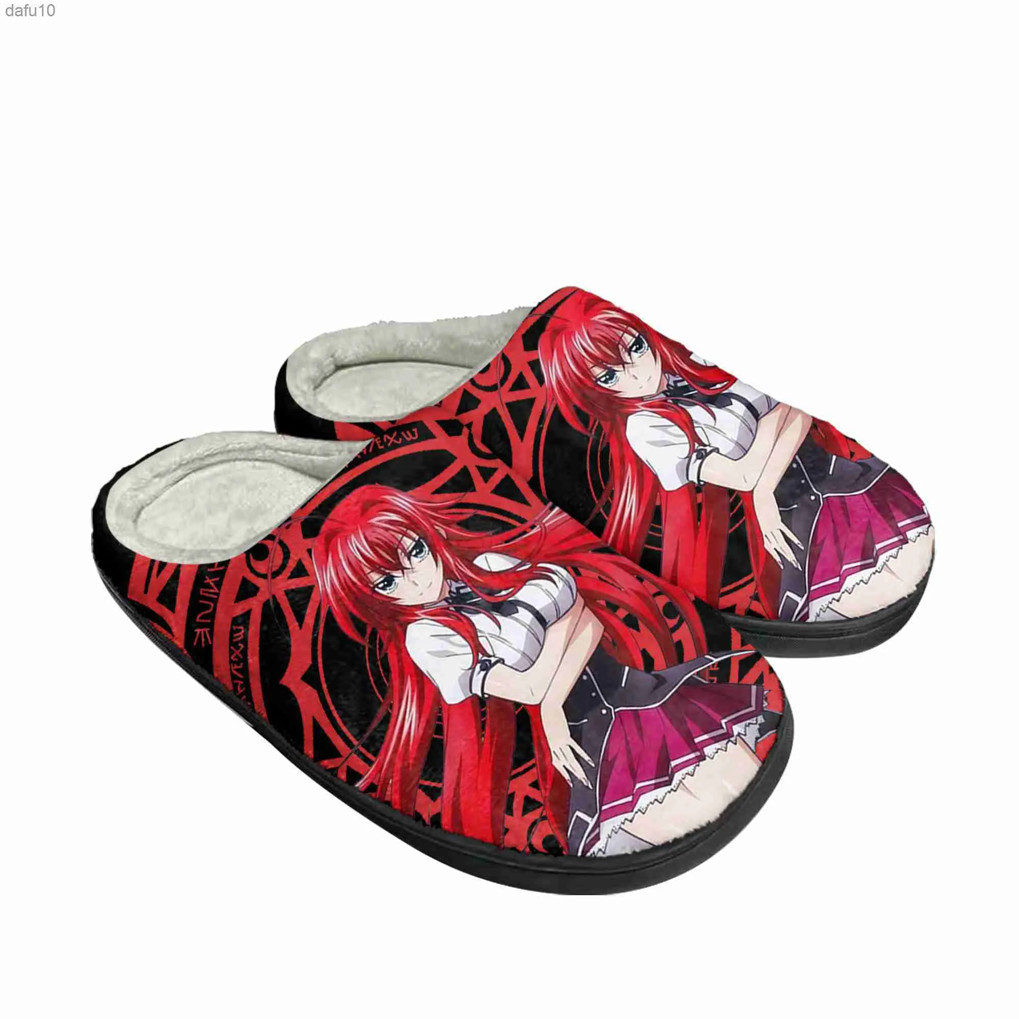 Anime High School DxD Rias Gremory Hause Baumwolle Benutzerdefinierte Hausschuhe Herren Damen Sandalen Plüsch Casual Halten Warme Schuhe Thermo Slipper L230704