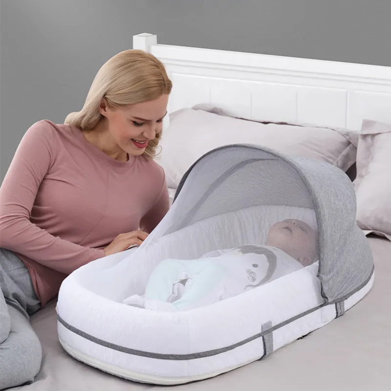 Lits de bébé Lit Borns Sleeping Nest Lits de voyage Pliable Babynest Moustiquaire Bassinet Infant Basket 230715