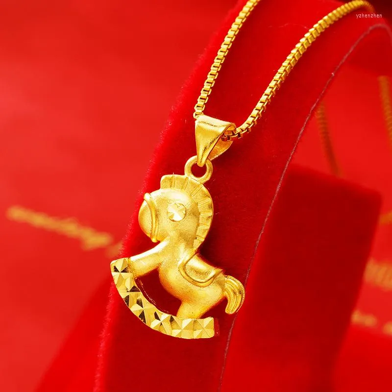 Naszyjniki wiszące 24K złota na kobiety Śliczny naszyjnik konia Naszyjnik etniczny rocznica urodzin biżuteria zaręczynowa