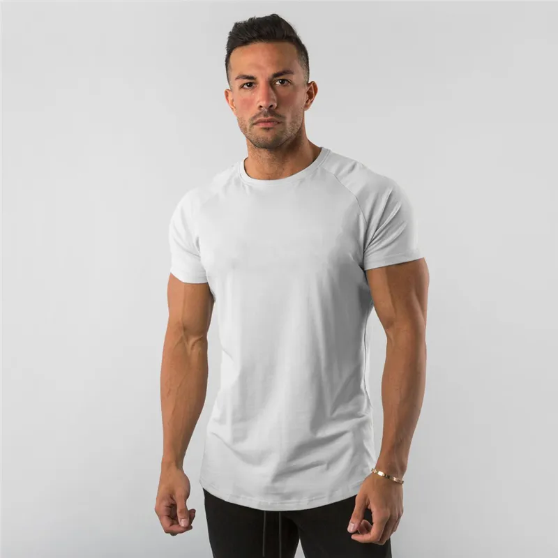 Marque vêtements de sport fitness t-shirt hommes mode sports d'été à manches courtes t-shirt coton musculation muscle entraînement t-shirt homme
