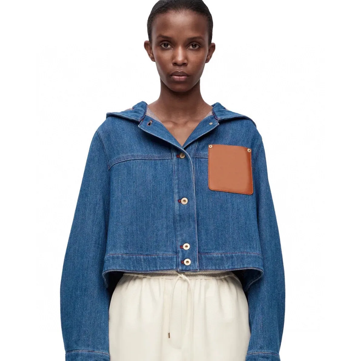デザイナーレディースデニムフード付きジャケットコートレディースボタンレター秋のスタイルの女性デザイナージャケットジーンズS-L