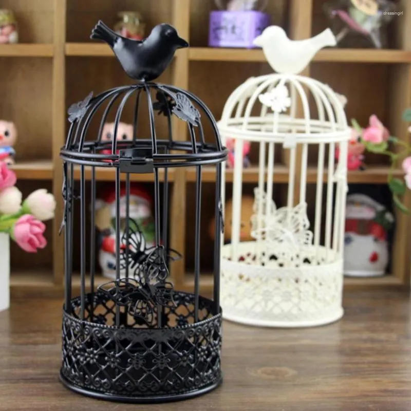 Bougeoirs Fer Cage À Oiseaux Titulaire Découpe Papillons Creux Vintage Chandelier De Mariage Décoration Stand Table Décor