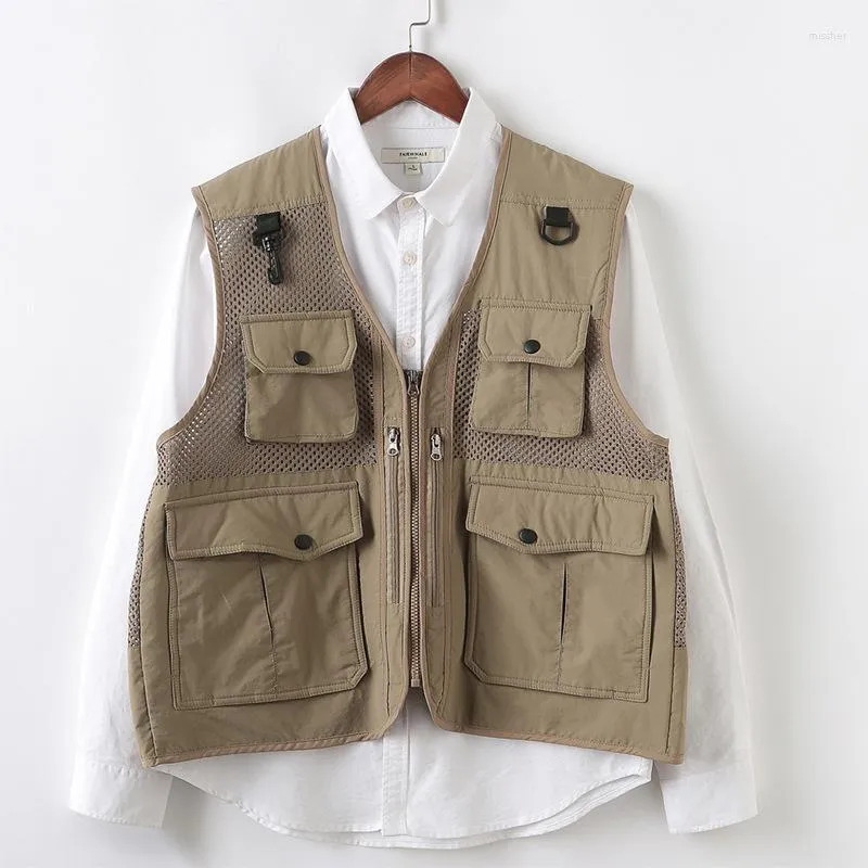 Men's Vests Multi Pockets For Men Women Summer Pographer Reporters Volunteer's Waistcoat Tools Working Uniforms VT-225