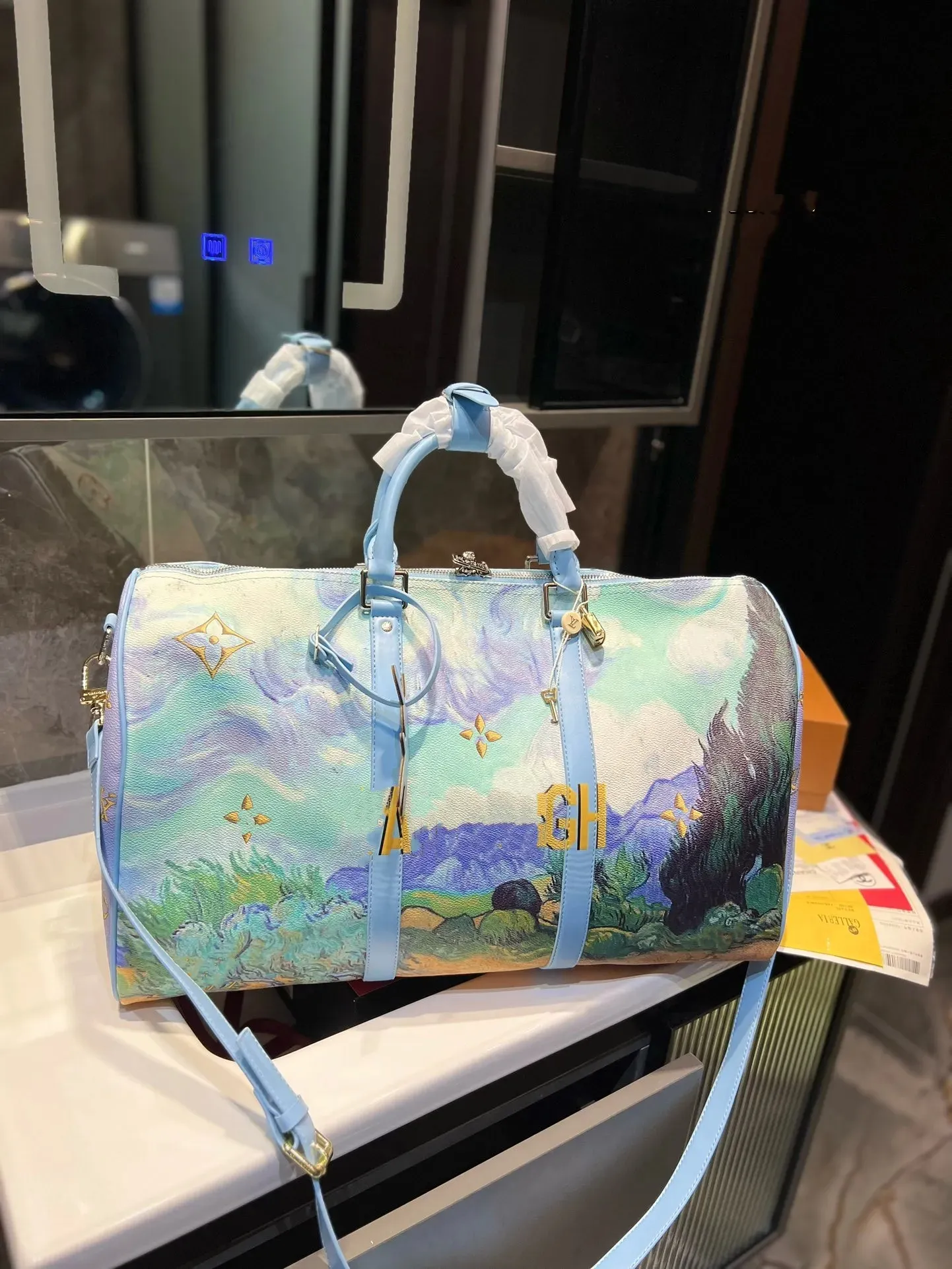 Borsoni firmati van gogh Borsoni Borsone Bagagli Borsa da viaggio in vera pelle Uomo Donna Bagagli Viaggi Moda di alta qualità Keepall Style tutte le borse weekender