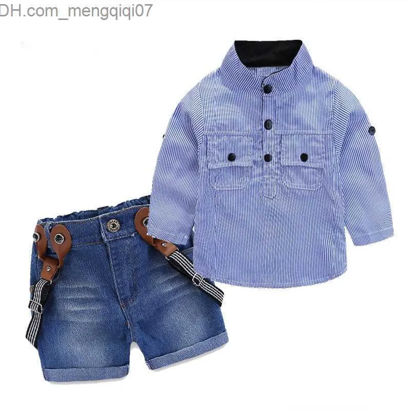 Ensembles de vêtements Vente chaude ensemble de vêtements pour enfants garçons jarretelles vêtements décontractés chemise + shorts vêtements pour enfants détail garçons ensemble 1-6T Z230717