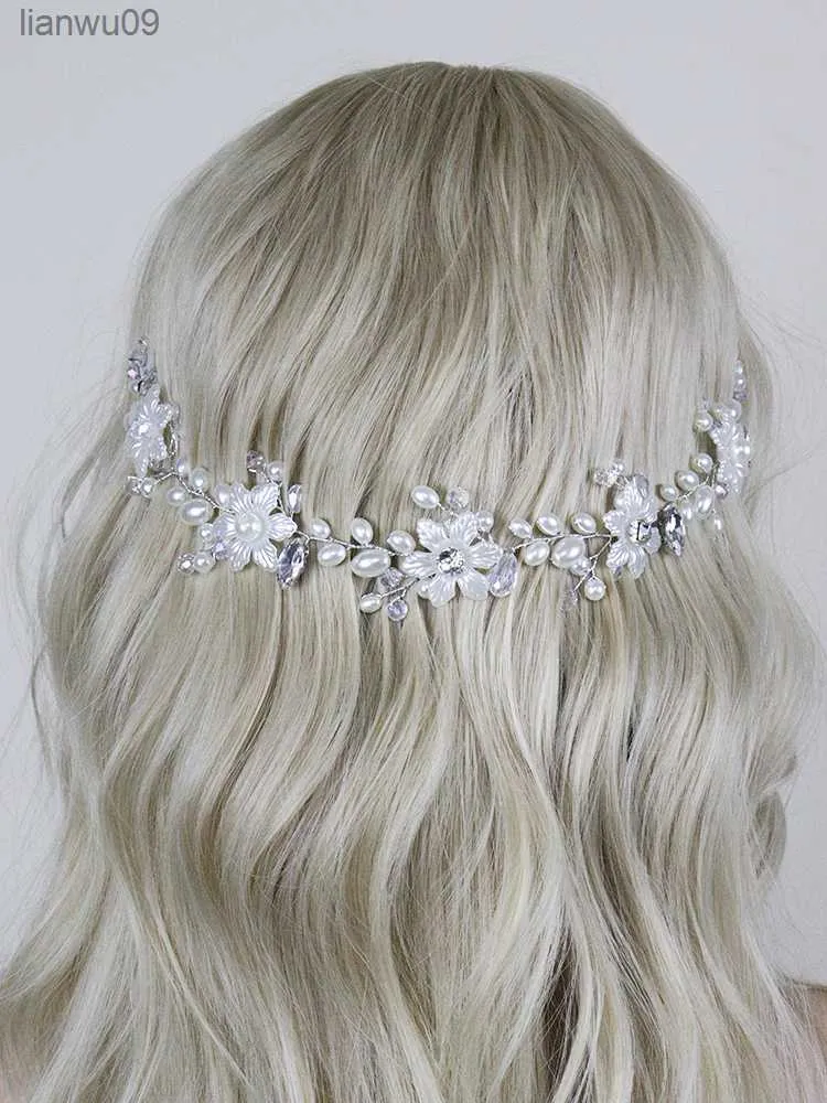 Romantyczne białe kwiatowe opaski na głowę i kolczyki Ustaw eleganckie kobiety nakrycia głowy na pannę młodą do dekoracji imprezowej akcesoria ślubne L230704