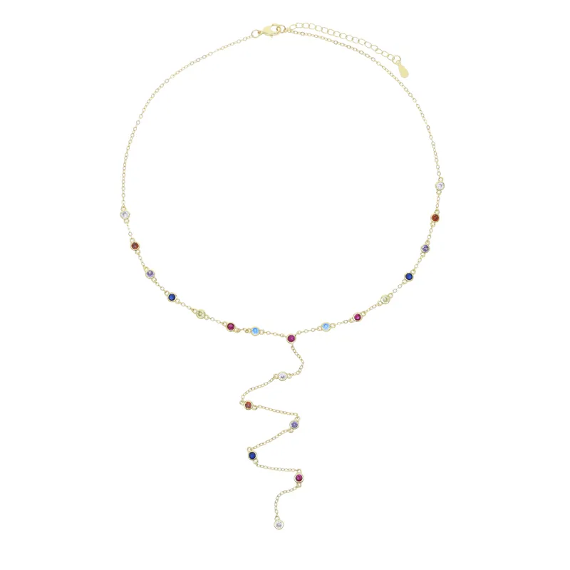 Gratis Verzending Kleurrijke Mini Ronde Zirkoon Bruiloft Ketting Lange Ketting Vrouwen Dame Meisje Nieuwe Mode Iced Out Zirconia Hip hop Beste Cadeau Sieraden