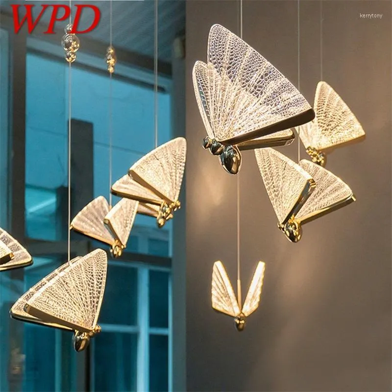 Lustres WPD nordique papillon pendentif moderne plafonnier Design créatif pour la maison lumière LED