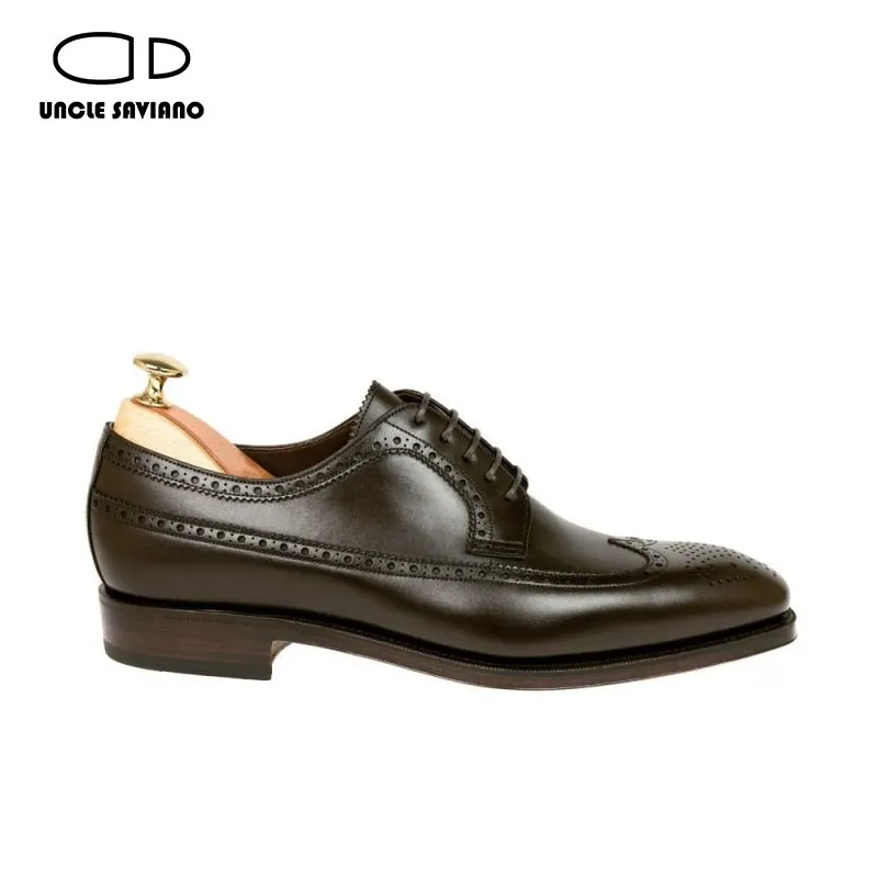 Oom Saviano Derby Dress Wedding Party Best Man Shoe echt Leather Handmade Formele Brogue Men Shoes Original