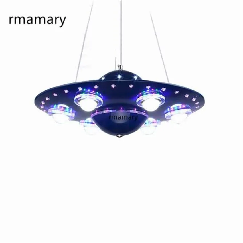 Pendant Light Remote Control UFO Children's Room Boy Bedroom Led Flying Saucer Lights Creative Cartoon Rymdskepp Pendant Lam205i