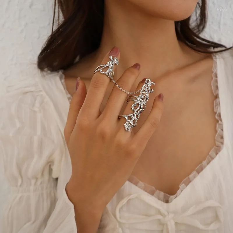 Wedding Rings Fashion Finger Ring For Women Bohemian Light Luxury Siamese RhinestonesWedding Bridal Joint Crystal Bague Femme 2023