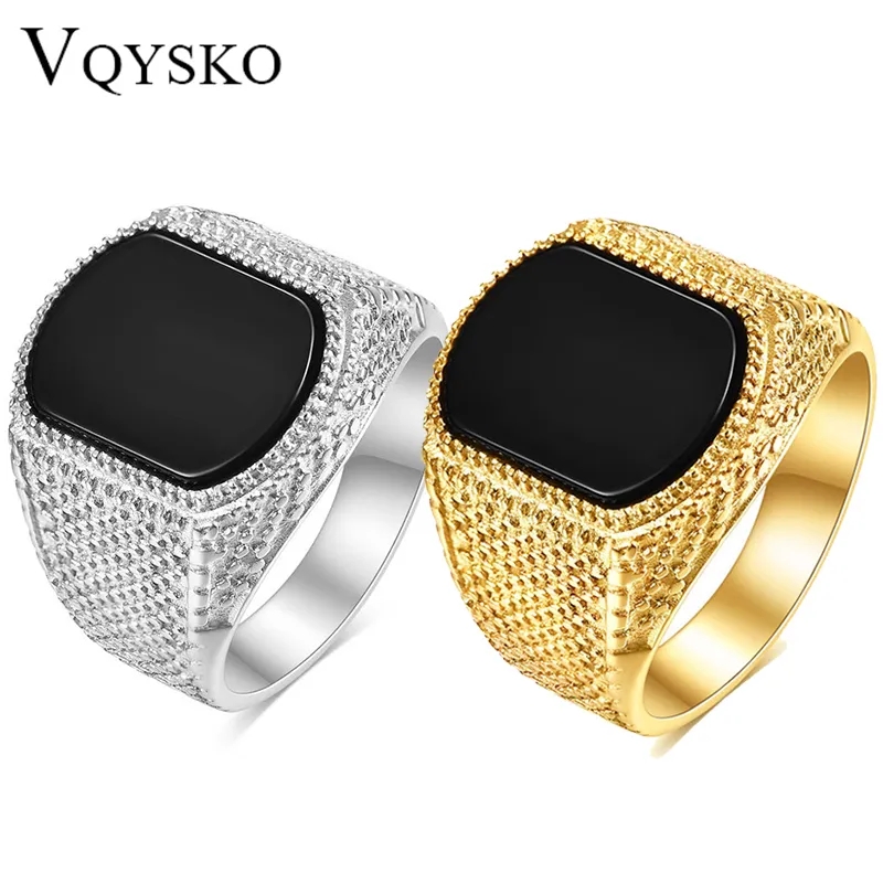 Vqysko New Fashion Gold Color Chunky Punkステンレスステンレススチールフィンガーリング