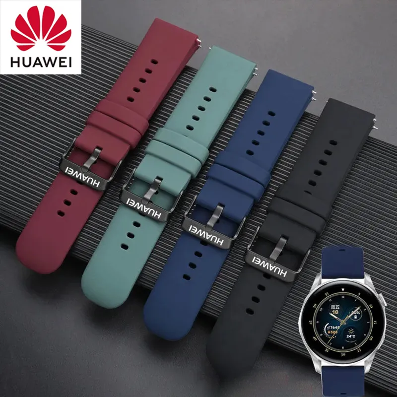 Pulseiras de relógio 22MM/20MM Pulseira de silicone Huawei Original Silicome Watchband para Huawei Watch Pro/GT Pro/Watch3/3 pro 230715