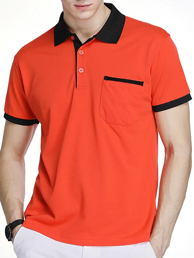 Мужская половая рубашка для мужчин -поло в кармане карманное контрактное контракт с цветом хлопка с коротким рукавом мужской воротниц летний поло в бразильском гольф