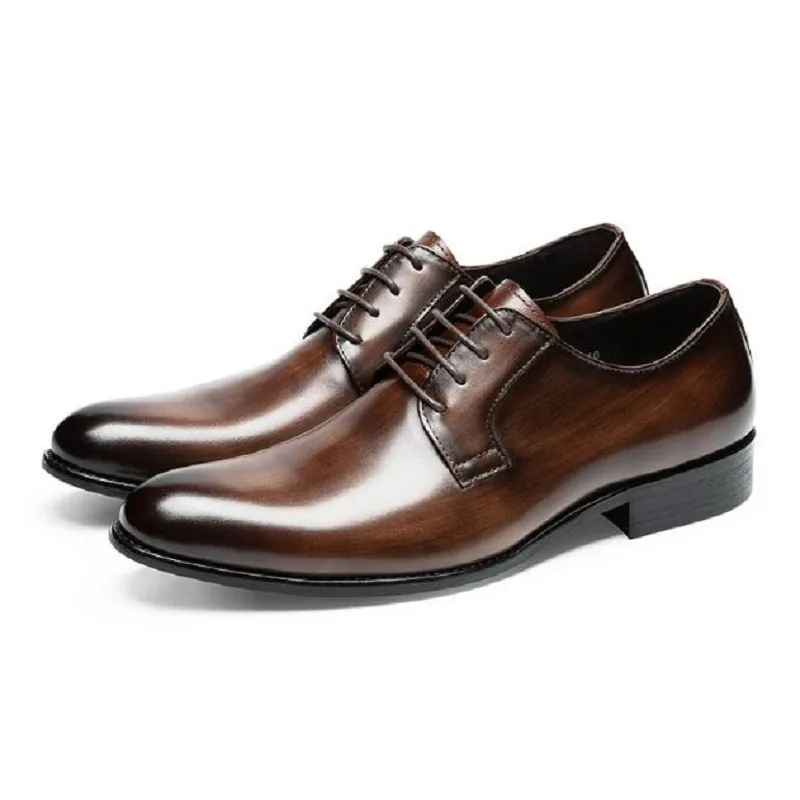 Men Dress Shoes Designer Social With Suit Luxury Leather Stylish Lace-up Wear Resistant Minimalist Style Business zapato 1AA17