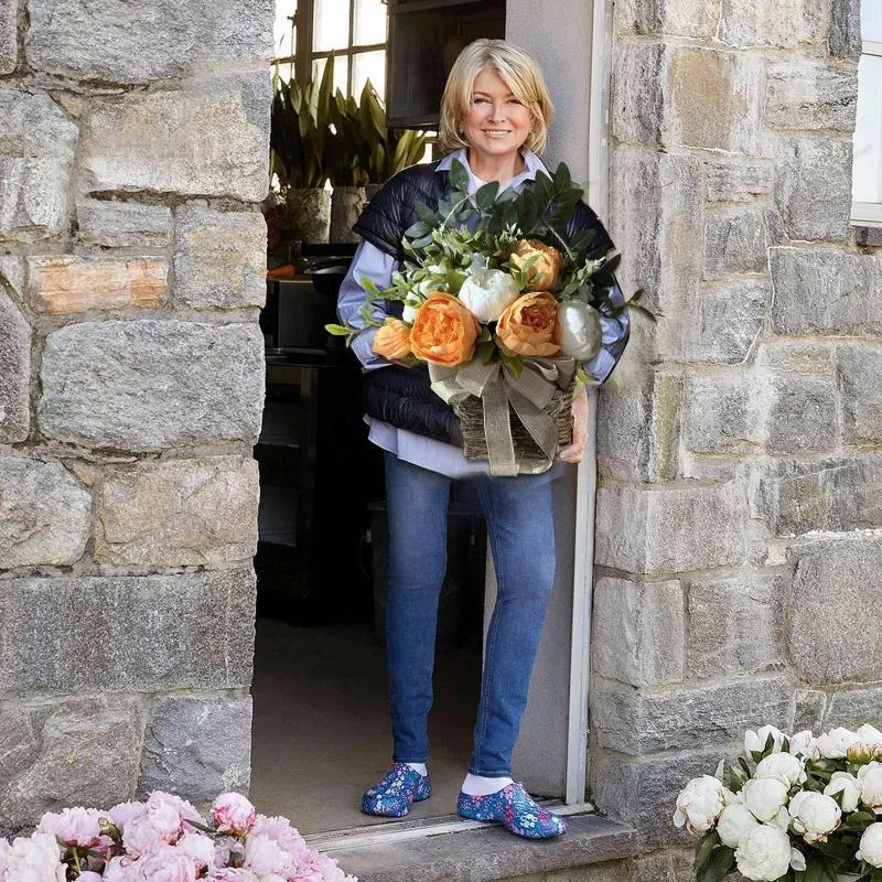 Dekorativa blommor Orange Peony Flower Basket Mors dag krans lila lavendel konstgjord faux gräs tänd kransar för fönster