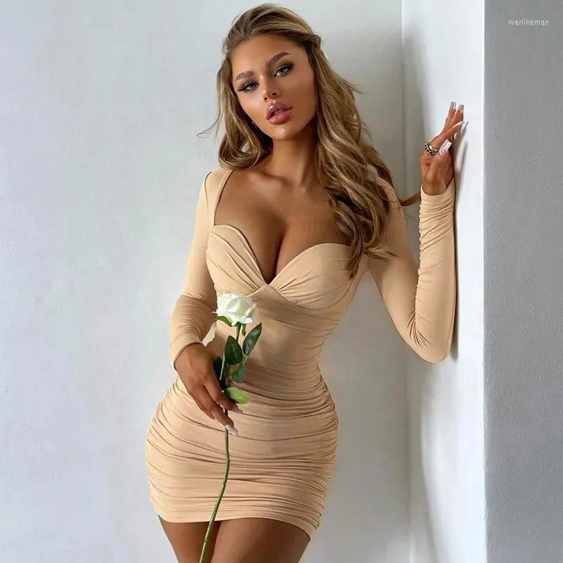 Long sleeve cleavage dress sale