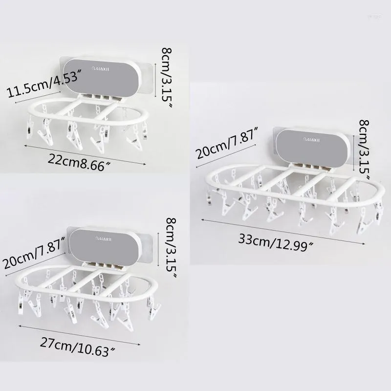 행거기 다기능 벽 마운트 건조 랙 자체 접착성 의류 행거 접이식 속옷 브라 양말 클립 홀더 바람 방전 플라스틱