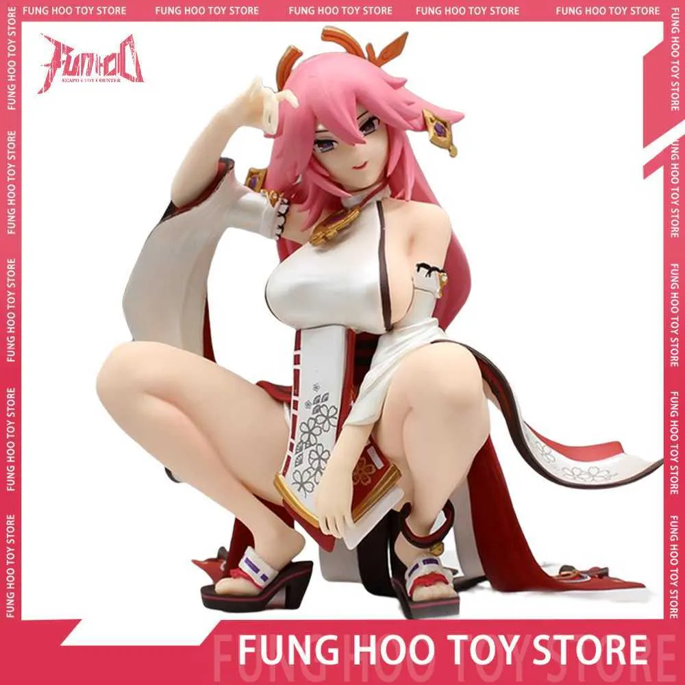 Anime Manga 18cm Genshin Impact Yae Miko Anime Figure Hentai Action Figurine Scultura sexy Modello in pvc Collezione di bambole Ornamento Regali giocattolo L230717