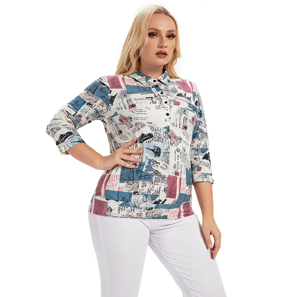 Koszulka damska damska damska koszula plus size sprężyna moda elegancka koszula odpowiednia do okrągłego bawełnianego mody 230715