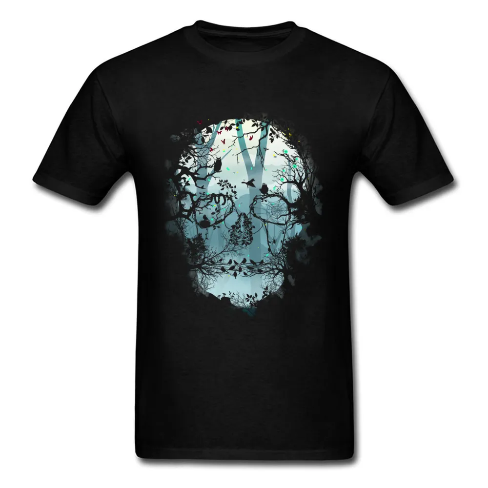 Novely Herr Tshirt Black Dark Forest Skull 3D T Shirt For Men Big Size Men's Skull Shadow T-shirts Godkvalitet Bomulla Teeshirt