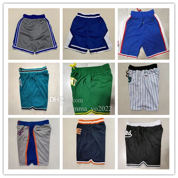 Just Don New Pocket Pantaloncini da baseball Casual Sport Hip Pop Pantaloni con tasche Pantaloni sportivi con cerniera Traspirante Palestra Allenamento Pantaloni da spiaggia Corti NY San Diego Kekambas S-XXXL