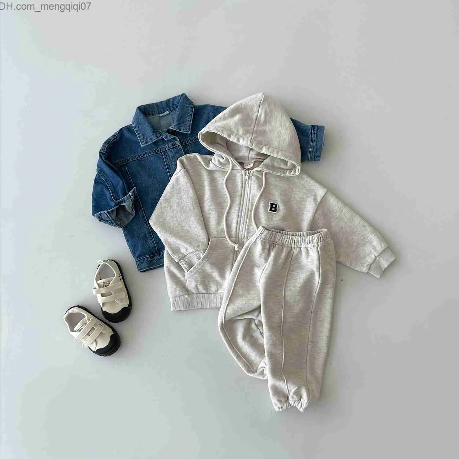 Kläder sätter Baby Casual Sportswear Children's Cotton Zip Hooded Jacket+Jogging Pants Suit 2 Pieces/Set Children's Casual Sportswear Z230717