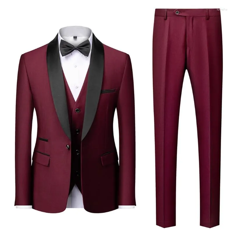 Men's Suits (Jackets Vest Pants) Spring Business Blazers/Male High-grade Cotton Three-piece Suit/Male Luxury Tuxedo Groom Dress S-6XL