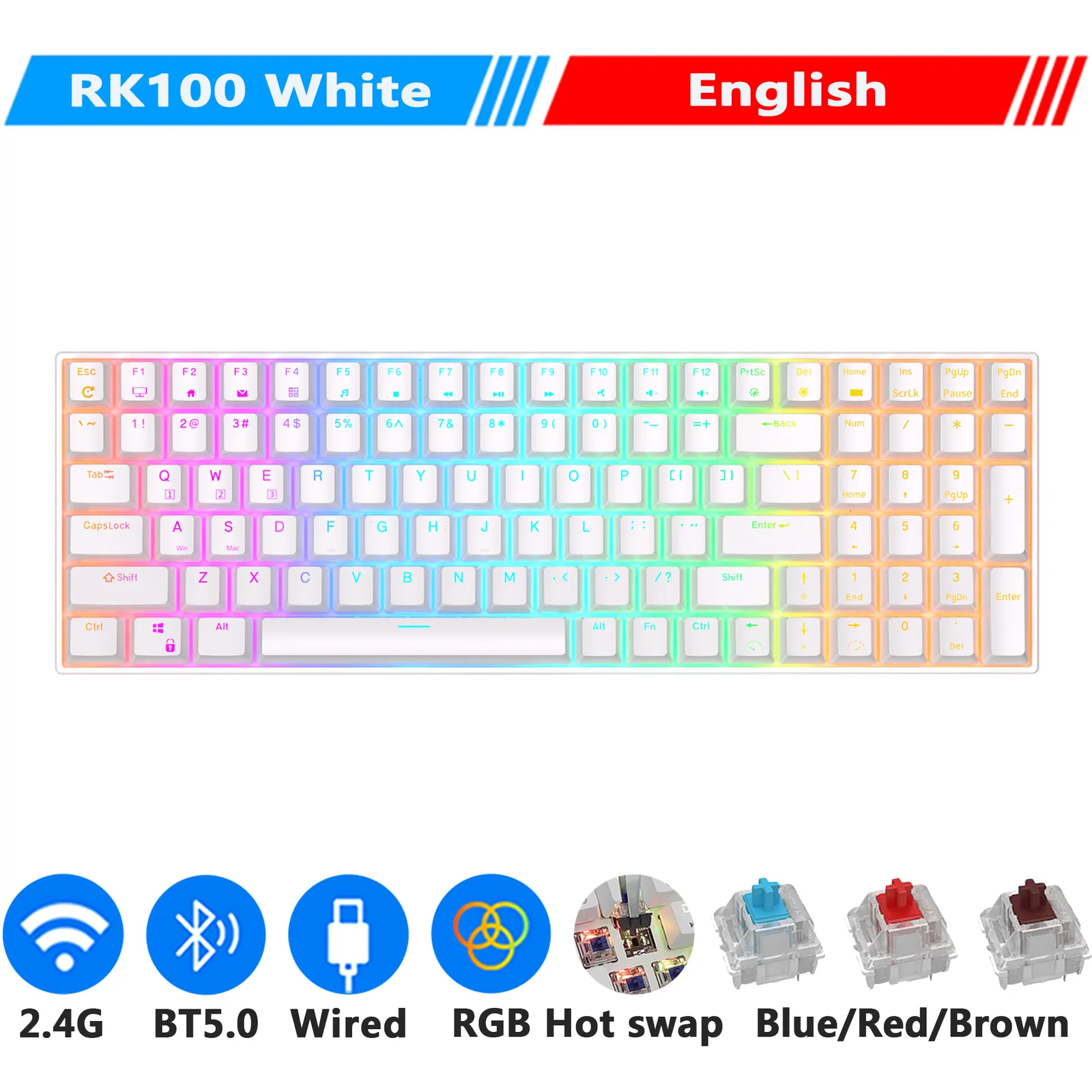 Royal Kludge RK100 - Clavier Gaming Mécanique RVB - Filaire et