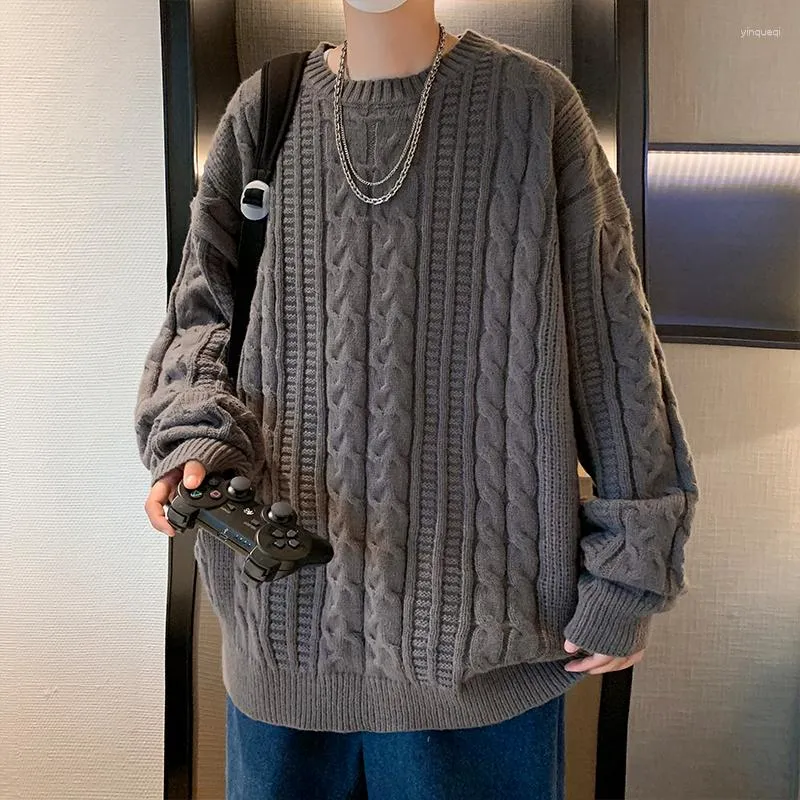 Men's Sweaters Vintage Solid Striped Sweater Spring Korean Casual Grey Women's Knitting O Neck Large Fashion Wear