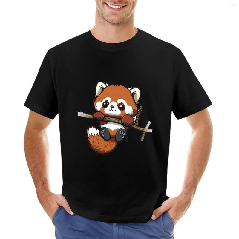 Herren Polos Roter Panda hängt vom Baum T-Shirt Plus Size T-Shirts Übergroße T-Shirts