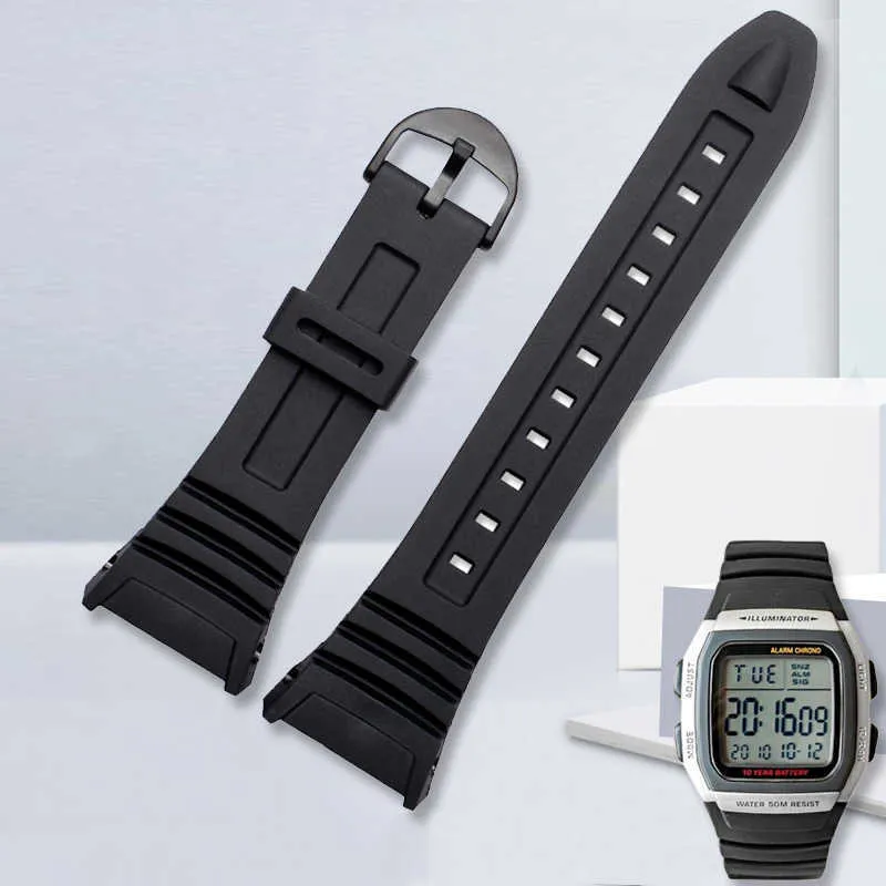 CASIO 용 실리콘 시계 스트랩 3239 W-96H-1A 2A 9A 특수 실리콘 스트랩 전자 시계 체인 액세서리 블랙