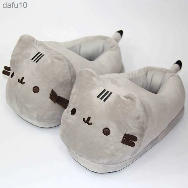 Dessin animé entièrement couvert chat pantoufles chaud hiver diapositives doux en peluche poupée intérieur mignon Anime chambre chaussures pour homme femme usage domestique L230704