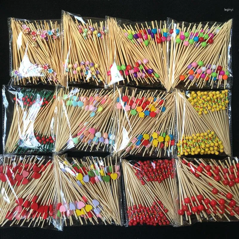 Forks 100pcs! China Bamboo Craft Fruit Fireworks Toothpick Kids Sticks Interesting Dessert Cocktail Sign Wedding Party Supplies