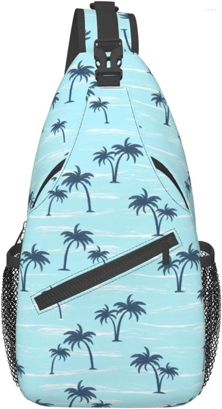 Backpack Tropical Beach Palm Trees Sling Bag Crossbody For Women Men Durable Adjustable Chest Shoulder Outdoor Travel Hiking