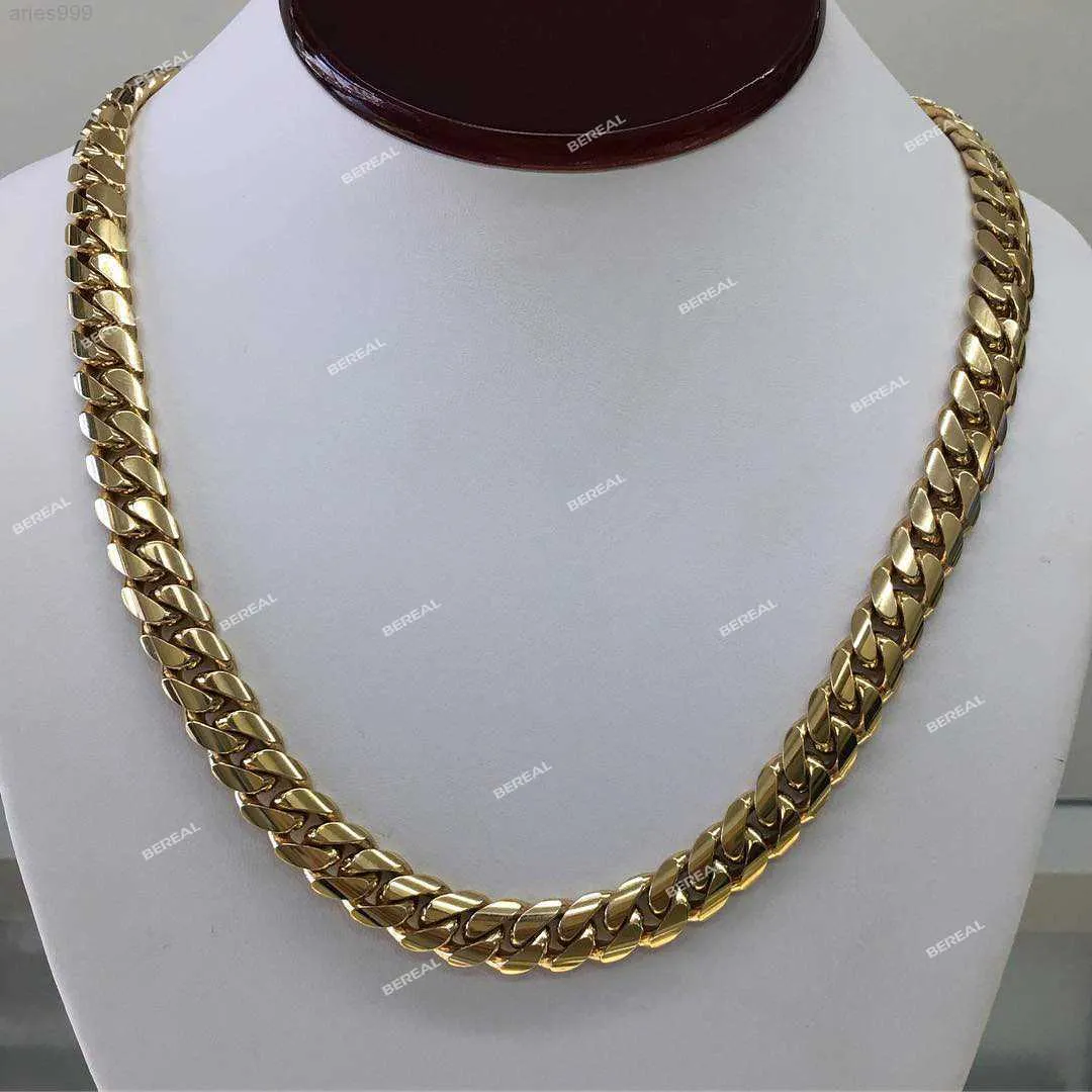Fina smycken 16mm guld miami kubansk kedja varm försäljning glans ljust 10k 14k fast guld grossist kubansk länkkedja