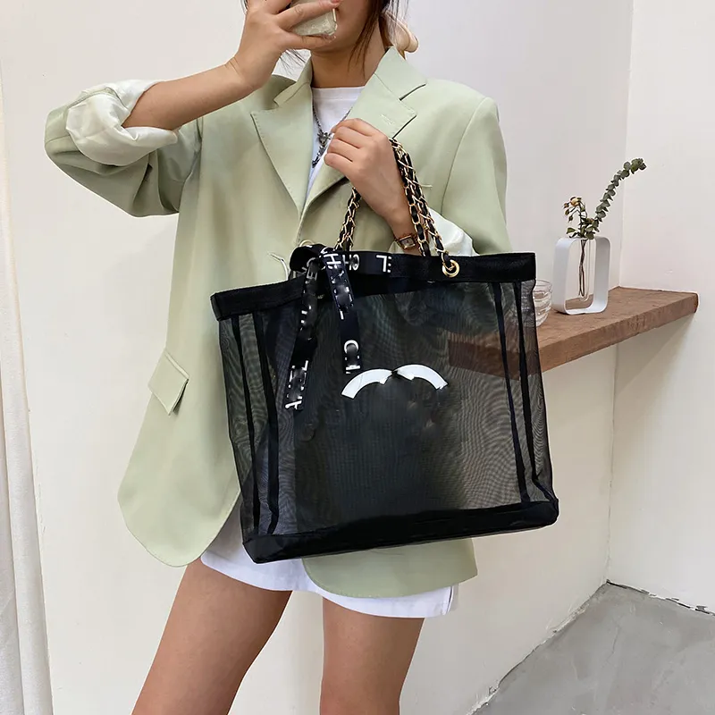 CHANEI Mesh Beach Bag Designer Bags Handbag Oversized Beach Tote Bag Logótipo Simplificado com Letras Grandes Sacos de Compras luxos bolsas 42X34X9cm