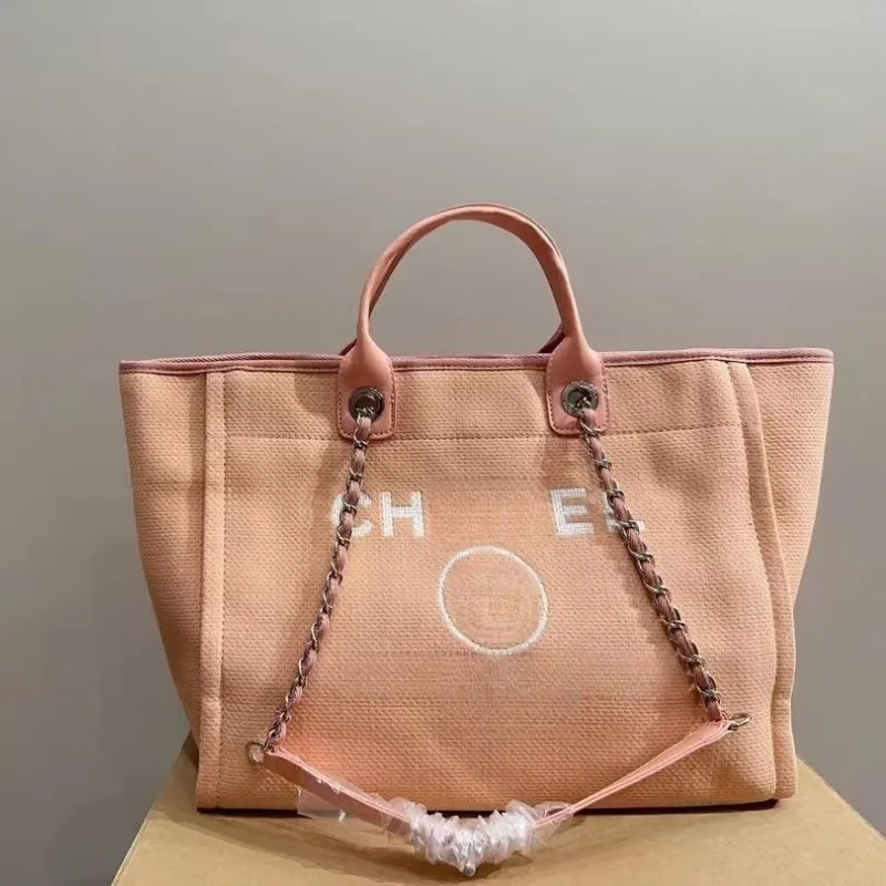 Sac fourre-tout de luxe sac à main designer pour femme sac de plage pour femme Channel avec chaîne sacs à main grand sac à provisions sacs en tissu de coton sac à main plage fourre-tout 33 * 26